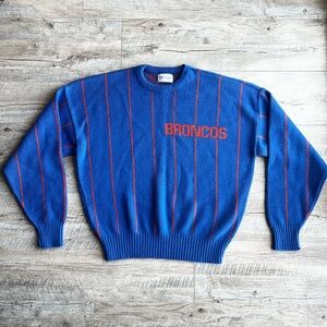 Vintage Broncos Cliff Engle Wool Blend Men's Blue & Orange Football Sweater